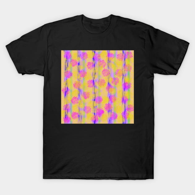 Pink Purple Yellow Floral Abstract T-Shirt by Klssaginaw